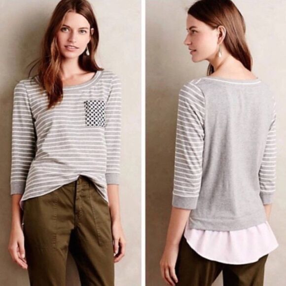 ANTHROPOLOGIE Little Yellow Button Antibes Tee - New with Tags (NWT) - M - Picture 1 of 11